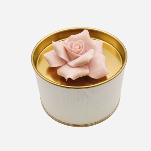 Bomboniera Profumatore Per Cresima Con Fiore In Cristallo E Piastra A Forma Di Cuore, Dimensioni 8x4x4 Cm, Confezione Completa Con Scatola E Boccetta